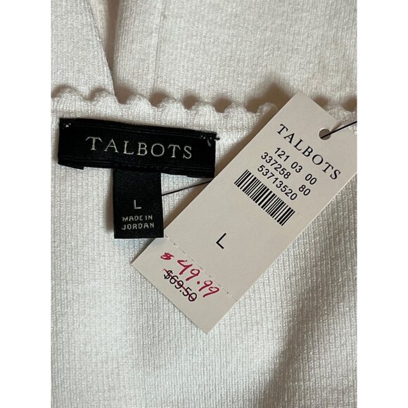 NWT Talbots White Scoop Neck Short Sleeve Top Large Pull Over Minimalist Stretch - Picture 10 of 16